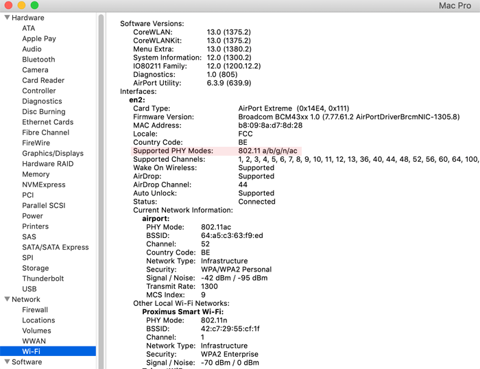 mac pro 4 1 wifi card