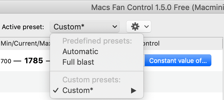 best setting for mac fan control